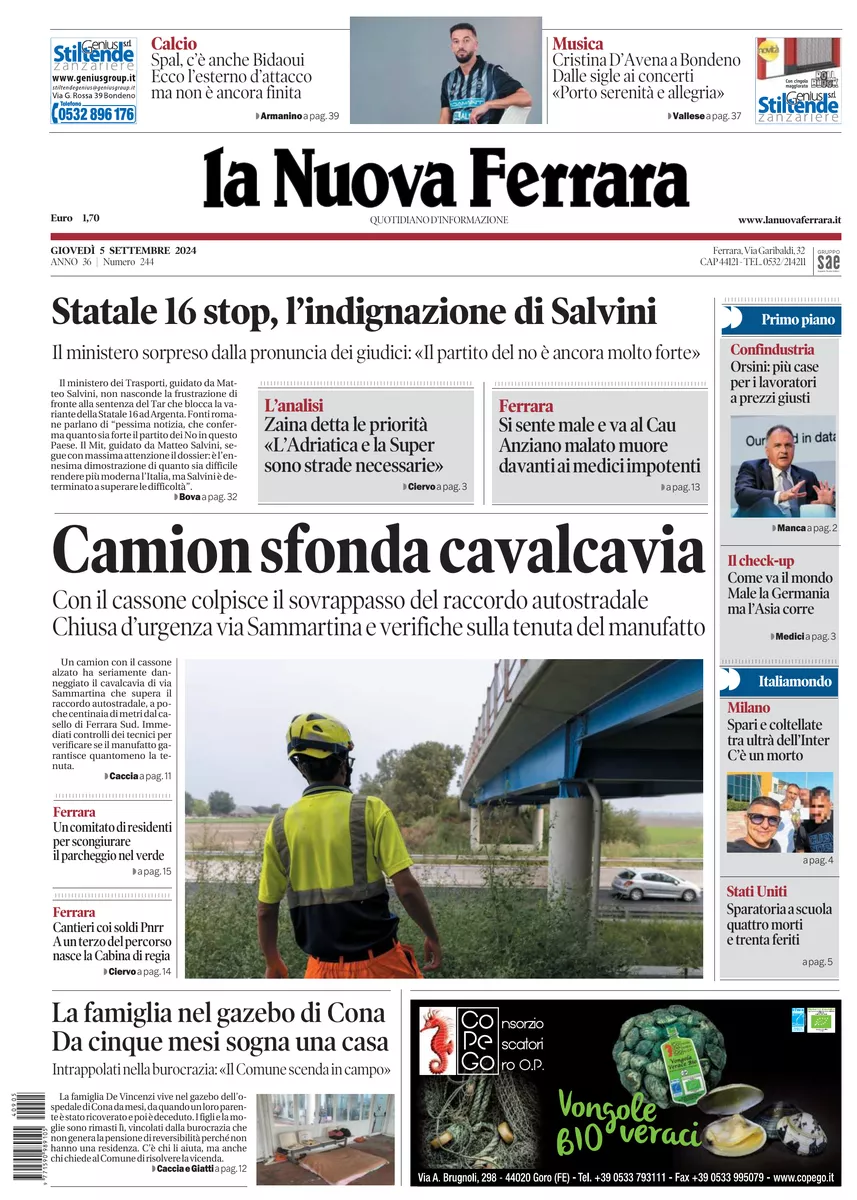 Prima-pagina-nuova ferrara-oggi-edizione-del-2024-09-05